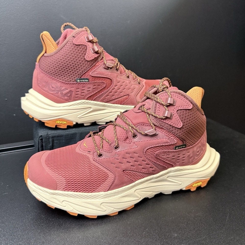 Hoka One One Shoes Womens 10 Red Orange Anacapa 2 Mid GTX Sneaker Hiking - Picture 2 of 13